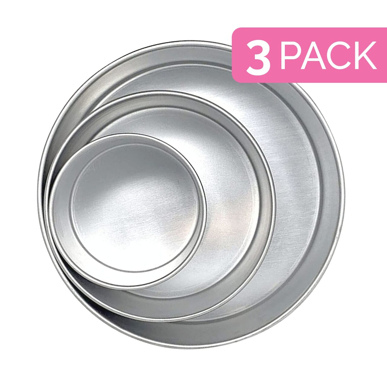 Tall Round Cake Pans - 4 Inch, 6 Inch, 8 Cake Pan Set for 3 Tiered Aluminum Pans Sets for Baking Wedding,Birthday Cakes,Leak Proof & Straight Side, Non-toxic & Dishwasher Safe